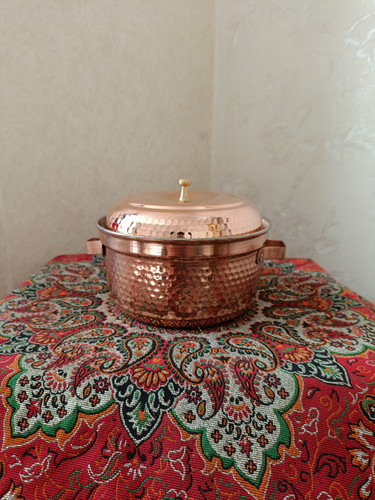 قابلمه مسی چکشی با قلع کاری داخل دست ساز زنجان